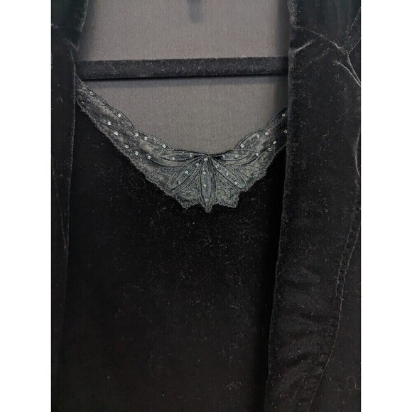 White Stag Jacket Set Womens Medium Black Velvet Lace Satin - Picture 6 of 12